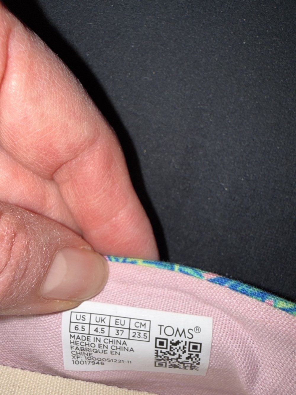 TOMS Tropical Leaf Print Pink & Green Alpargata Flats summer, flats, colorful - Picture 8 of 9